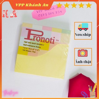 Giấy nhắn, giấy nhớ, giấy note màu vàng hình vuông Pronoti 3x3(7.6cmx7.6cm)
