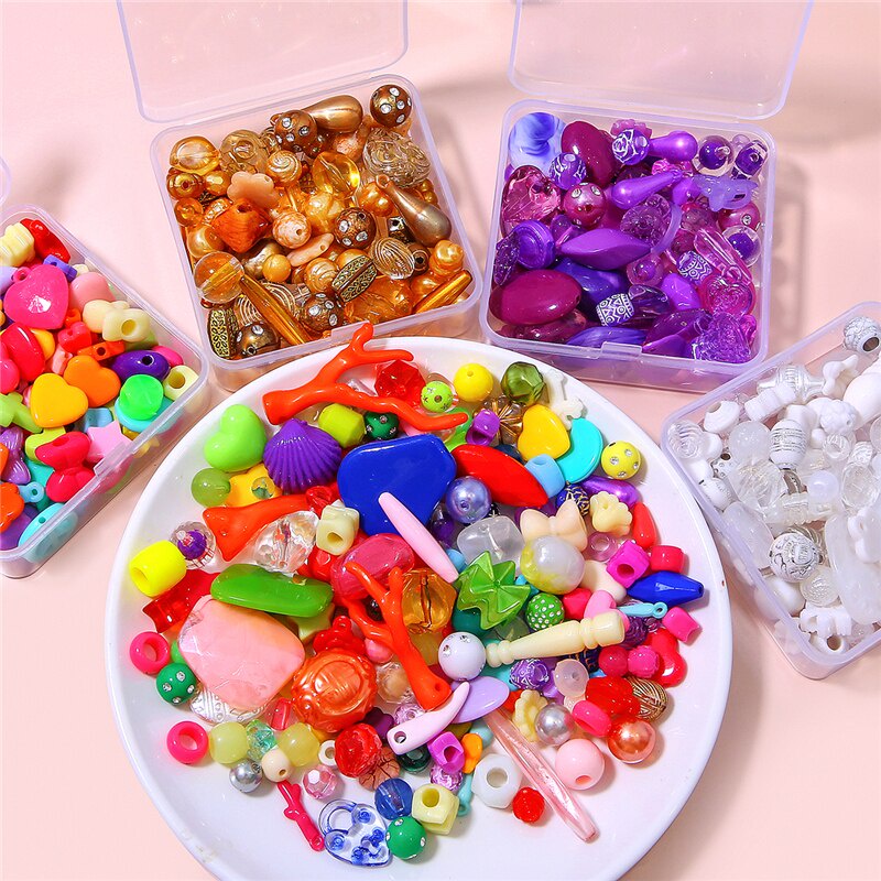 Hạt nhựa acrylic hỗn hợp màu sắc ngẫu nhiên dùng làm vòng tay vòng cổ trang sức thủ công