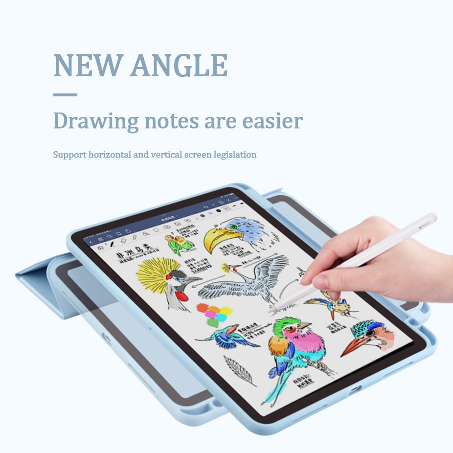 New 360° Ốp Máy Tính Bảng Trong Suốt Dạng Đứng Bảo Vệ Toàn Diện Cho iPad Air5 Air4 8th 7th 6th 10.2 Mini6