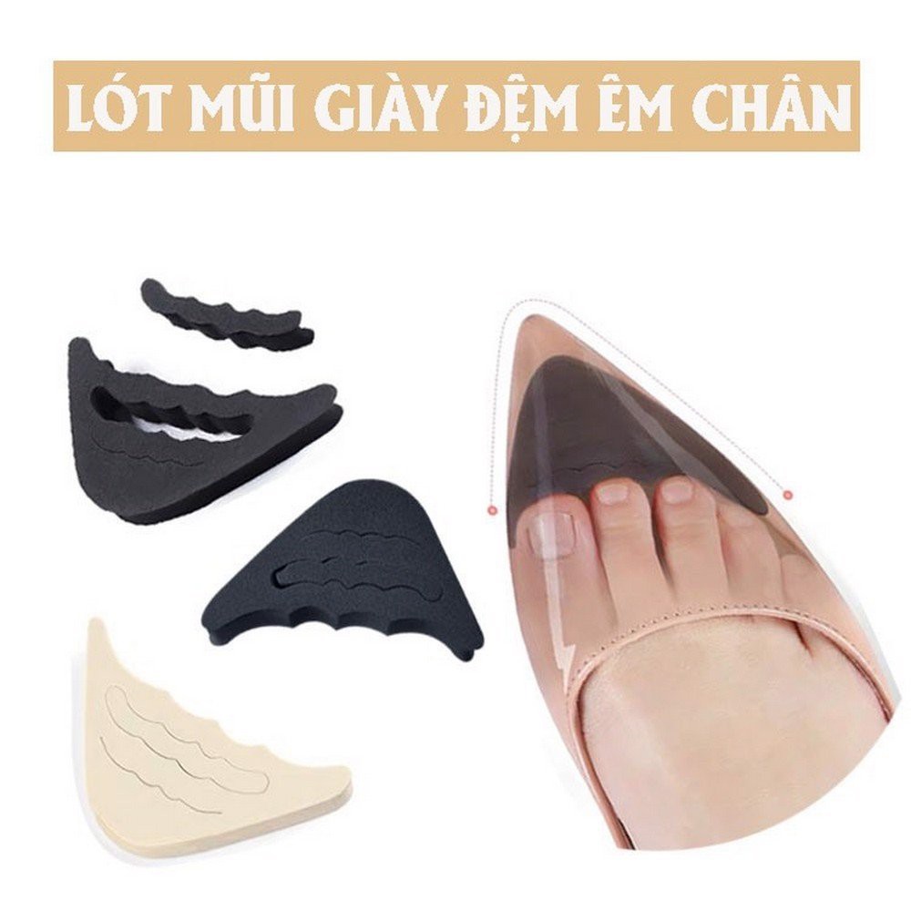 01 cặp Đệm mũi giày cao su non giúp tăng size giảm đau chân 2 miếng lót mũi giày nam nữ