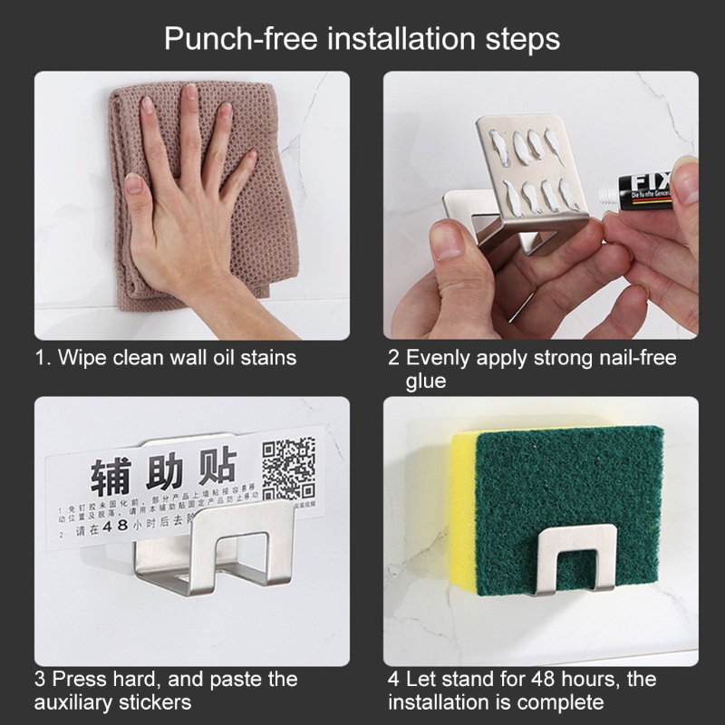 Set 2 Giá Đỡ Miếng Bọt Biển Rửa Chén Gắn Tường Tiện Dụng