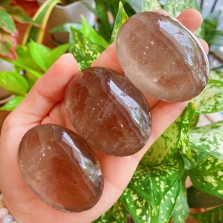 Palm đá Smoky Quartz, Viên đá cầm tay mài bóng Thạch Anh khói thiên nhiên, Đá Năng lượng bảo vệ
