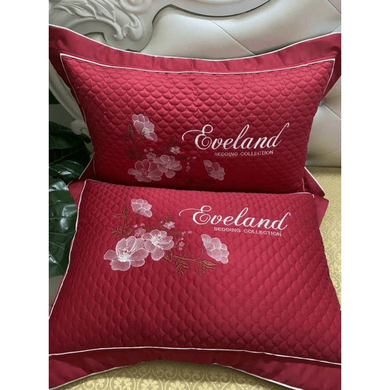 Đôi gối nằm cotton satin chần , Bộ 2 gối nằm thêu vi tính có lớp lót cao cấp KT 45x65cm (bao gồm cả ruột và vỏ)