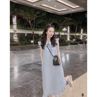 Váy xuông kẻ cổ lá