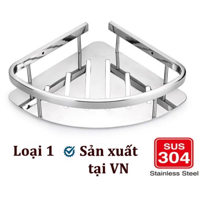 Kệ Góc 1 tầng nhà tắm 100 % inox 304 bóng chuẩn loại 1
