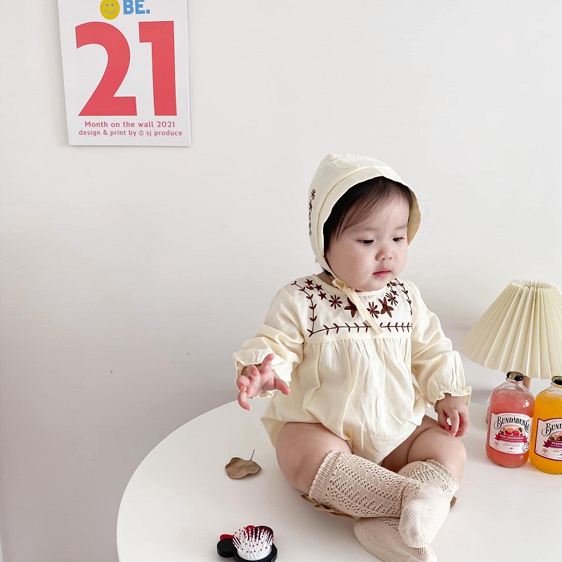 [Ảnh thật] JUMPSUIT THÊU HOA KÈM MŨ 3501 DÀNH CHO BÉ GÁI CHỤP HÌNH THÔI NÔI HAY STUDIO THÌ CỰC HÀN QUỐC