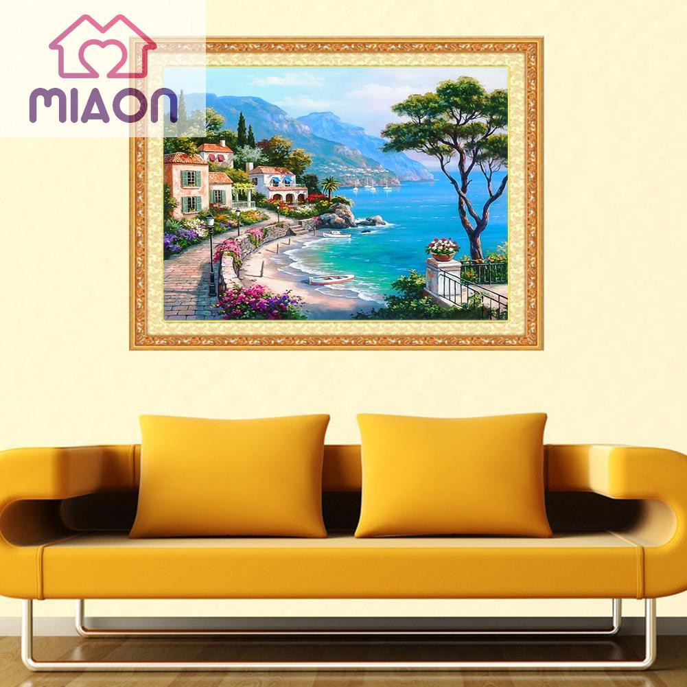 Bộ phụ kiện làm tranh đính đá DIY họa tiết 5D hình làng quê đơn giản | BigBuy360 - bigbuy360.vn