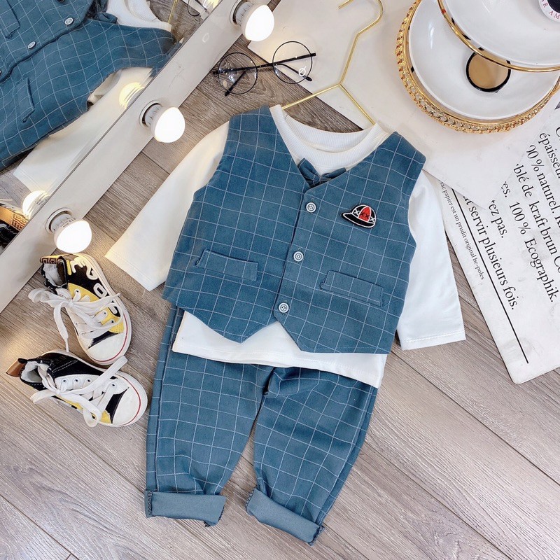 Set Công Tử Cho Bé Trai, Đồ Bộ Phong Cách Hàn Quốc Năng Động Cho Bé
