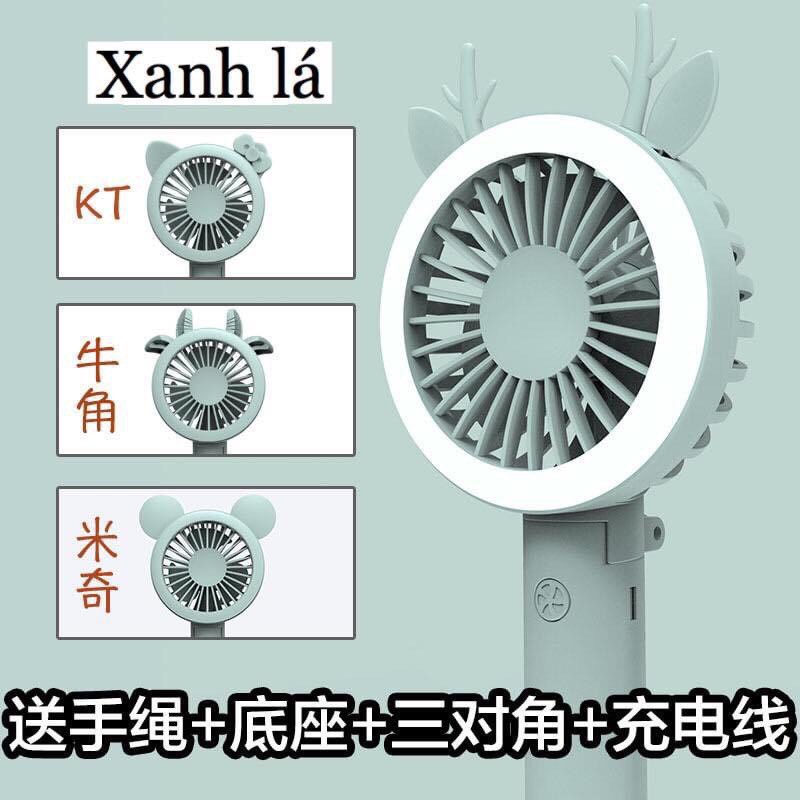 Quạt mini cầm tay 3 nấc gió kèm đèn và sạc tiện lợi đáng yêu 1 đổi 1 | BigBuy360 - bigbuy360.vn