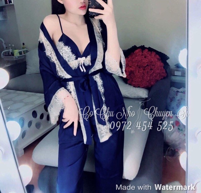 ♥️[Q11.HCM] ♥️LL236 - Set bộ áo choàng kèm đồ bộ ngủ sexy chất satin - cochunhochuyensi