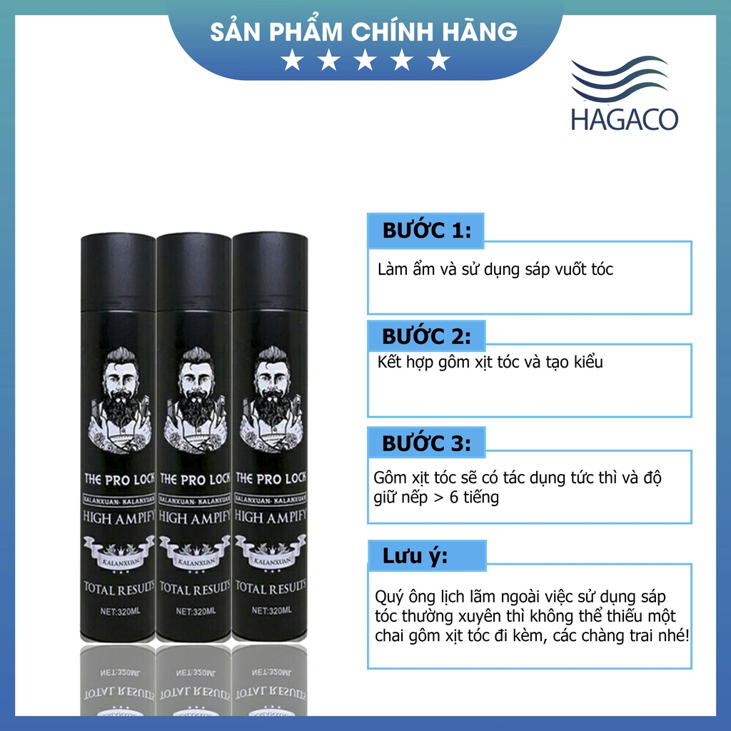Gôm xịt tóc chính hãng tạo kiểu,giữ nếp tóc cứng The Pro Lock MN27