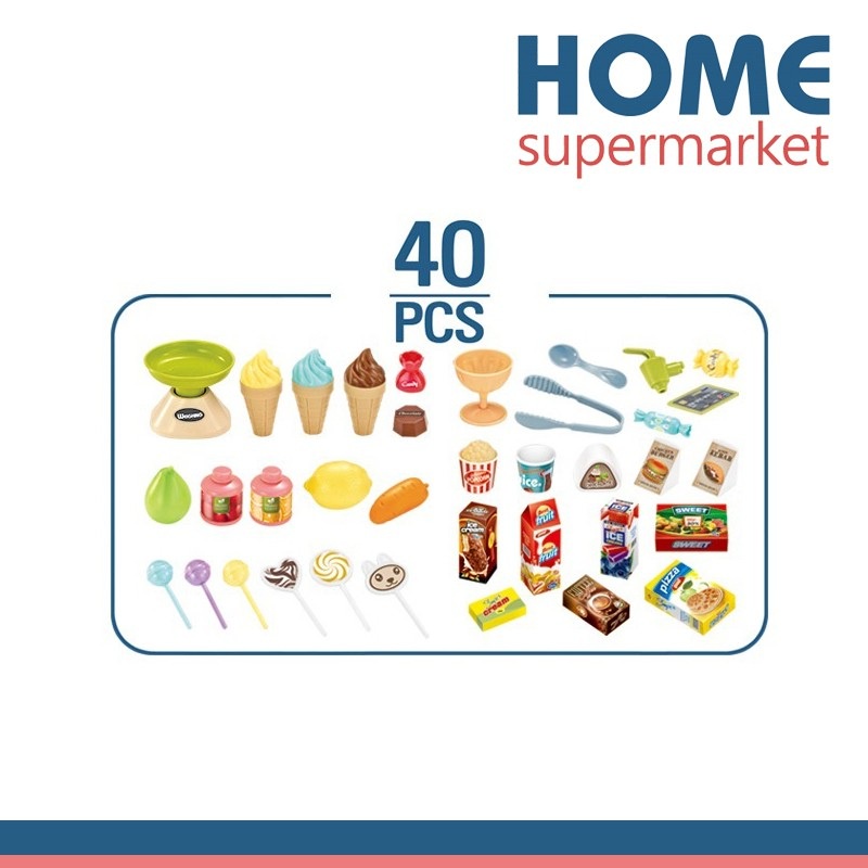 Bộ đồ chơi siêu thị kết hợp xe đẩy 2in1 có đèn có nhạc Home Supermarket 40pcs đồ chơi cho bé dochoigo.vn