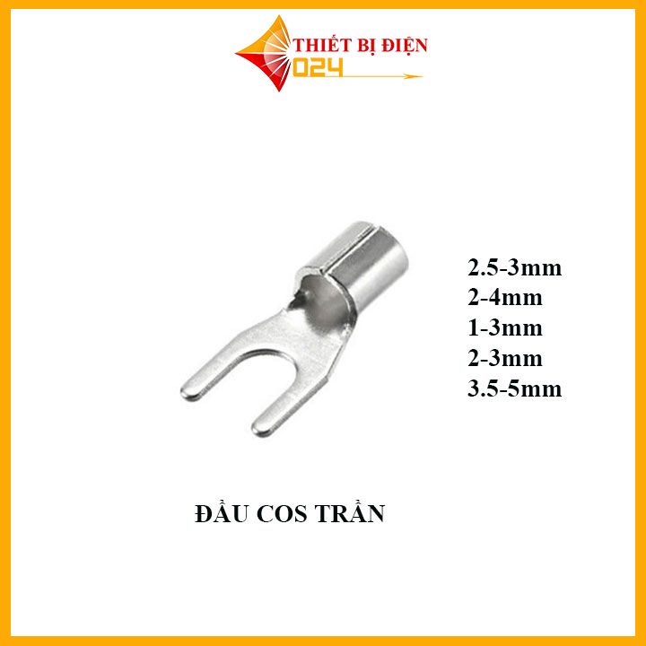 100 chiếc Đầu cốt Y trần [ 1.25-3, 1.25-4, 2-4 , 1-4 , 2-3 , 3.5-5 ] m