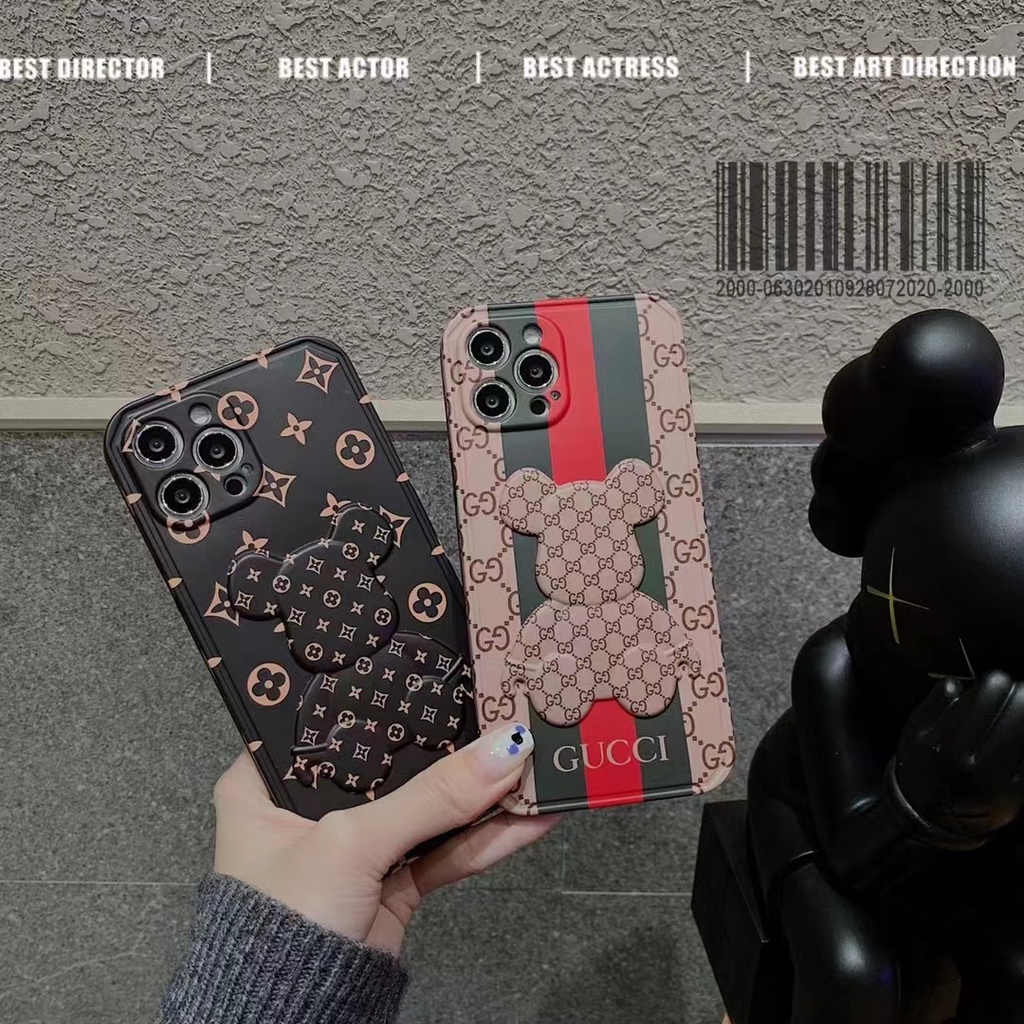 Cool simple  street cartoon violent bear LV GUCCI imd soft phone case for 7plus/8plus x/xs xsmax 11 11pro 11promax 12 12pro 12promax 13 13pro 13promax