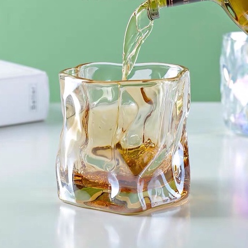 Cốc thủy tinh decor uống nước sáng tạo cốc xoắn, ly thuỷ tinh uống whisky cao cấp