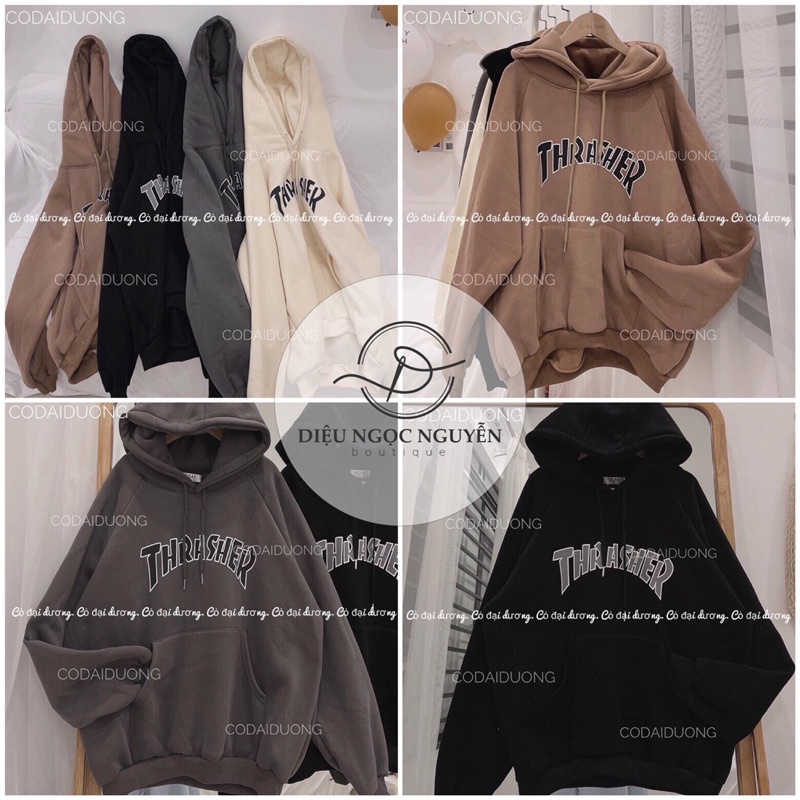 Hoodies nỉ mũ THRATHER - nỉ bông ulzzang nhiều màu(kèm ảnh thật)