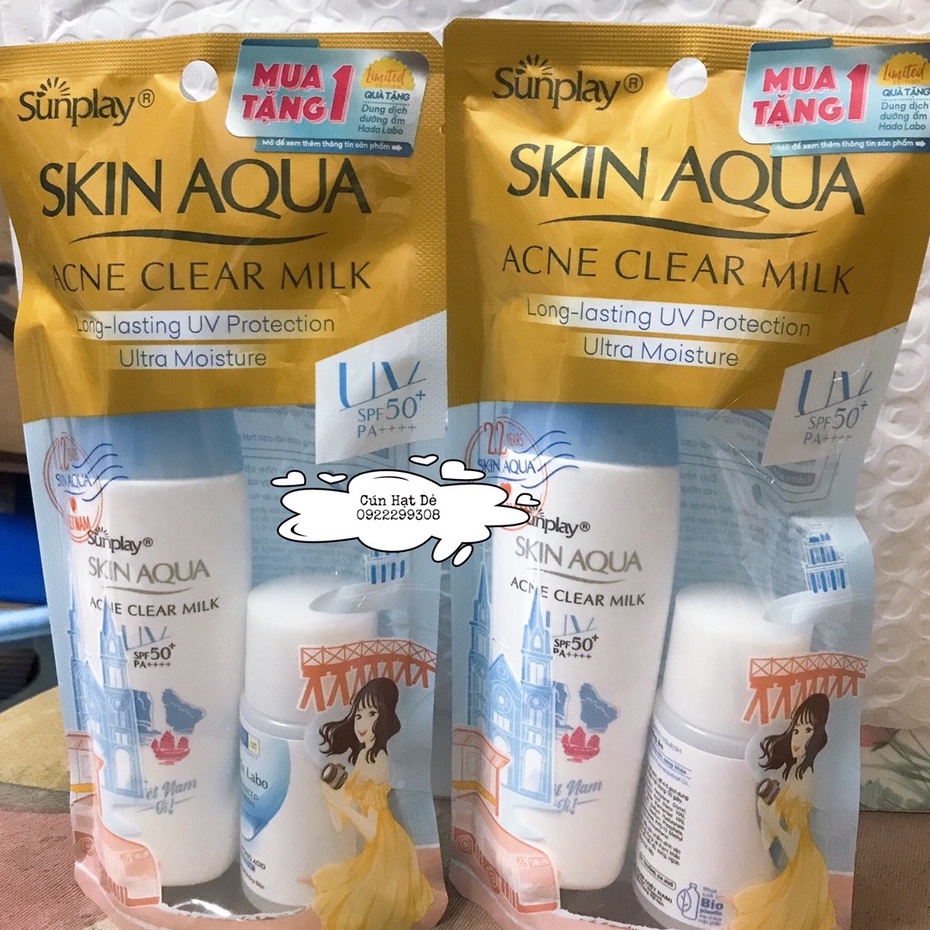 { Mua 1 tặng 1 } Sữa chống nắng dưỡng da ngừa mụn - Sunplay Skin Aqua Acne Clear Milk 30g