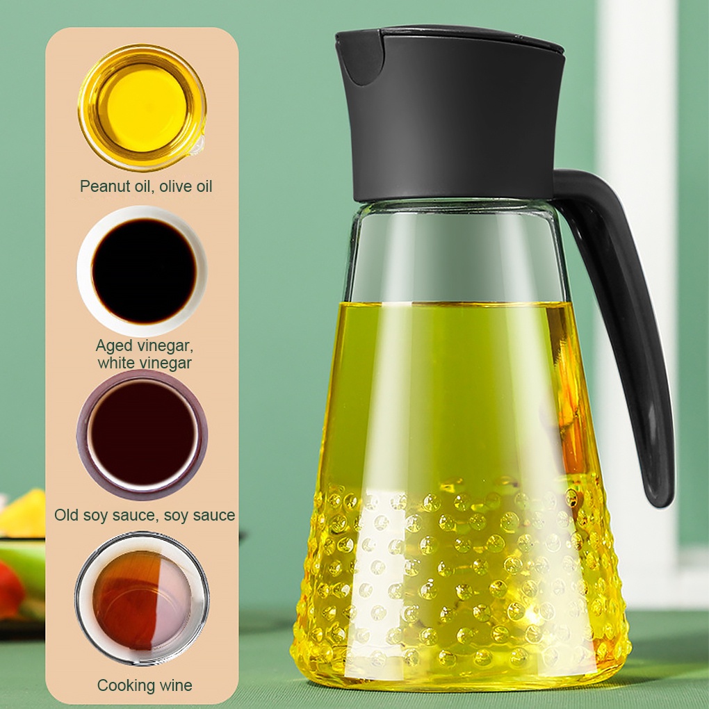 [ff86]Handheld Oil Dispenser Automatic Open Bottle with Handle Drip-Free Container Cruet Salad Dressing Pot Kitchen