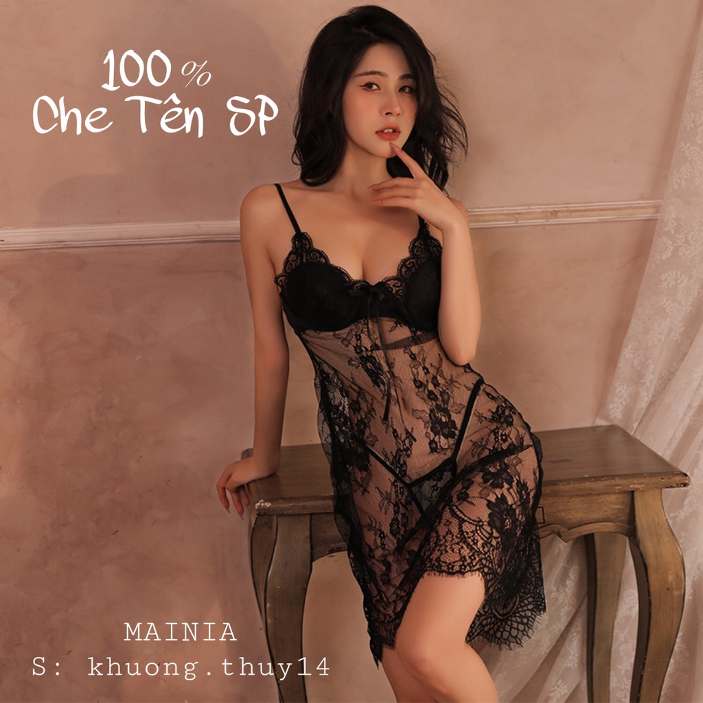[Có BIGSIZE 65 Kg ] Đầm Ngủ Váy Ngủ Ren Xuyên Thấu Hai Dây Sexy Gợi Cảm Quyến Rũ Mainia Shop