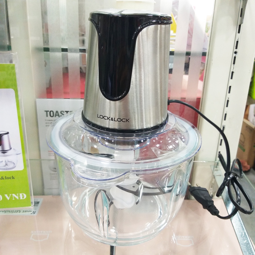 Máy Xay Thịt Dao 4 Cánh Lock&amp;Lock EJM171 2 Lít Cối Thủy Tinh - Hàng Chính Hãng
