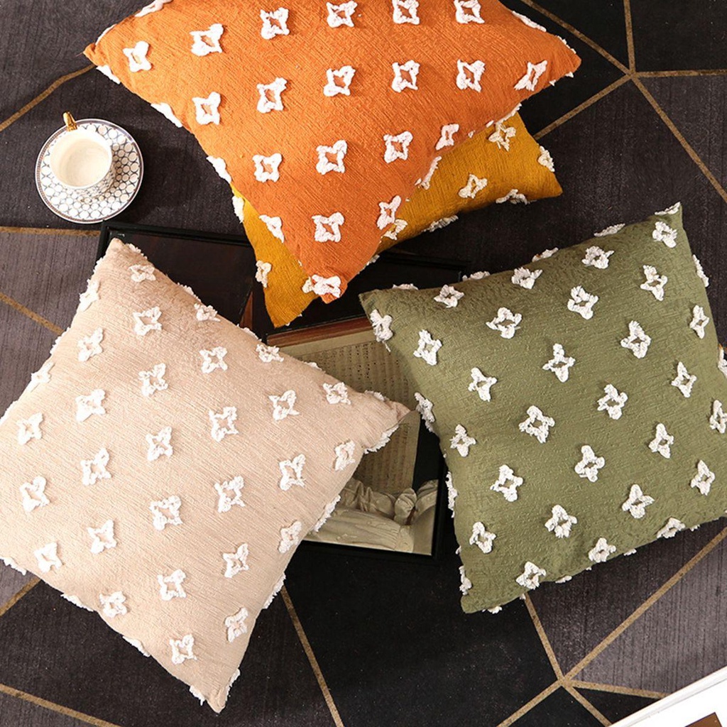 Vỏ Gối Sofa / Giường Ngủ Vải Jacquard Mềm Mại Họa Tiết Hình Thoi Hiện Đại