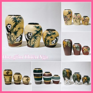 Combo bộ 3 lọ bình cắm hoa gốm sứ Bát Tràng ( 6 màu men)