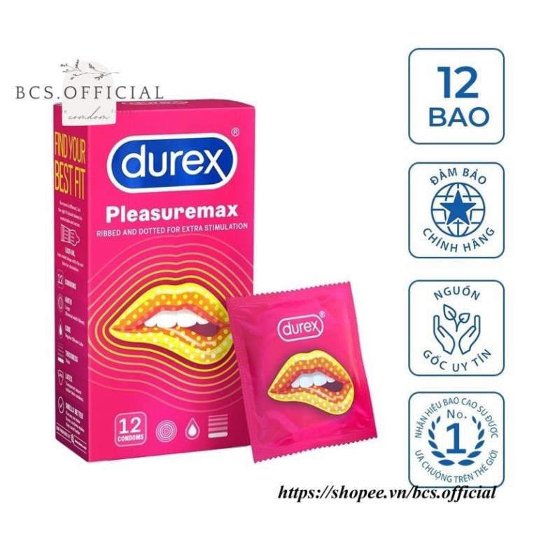 PHIÊN BẢN MỚI Bao cao su durex pleasuremax  chính hãng  thiết kế siêu mỏng có gân nhiều bôi trơn tăng khoái cảm hộp 12c