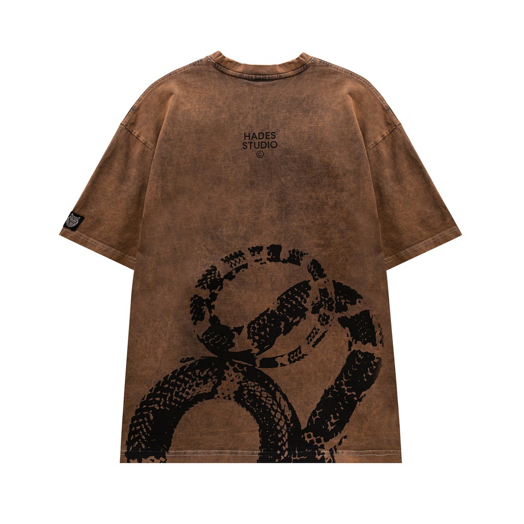 Áo Thun Tay Lỡ Unisex SNAKE BROWN WASH 100% Cotton - HADES Brand Chính Hãng | BigBuy360 - bigbuy360.vn