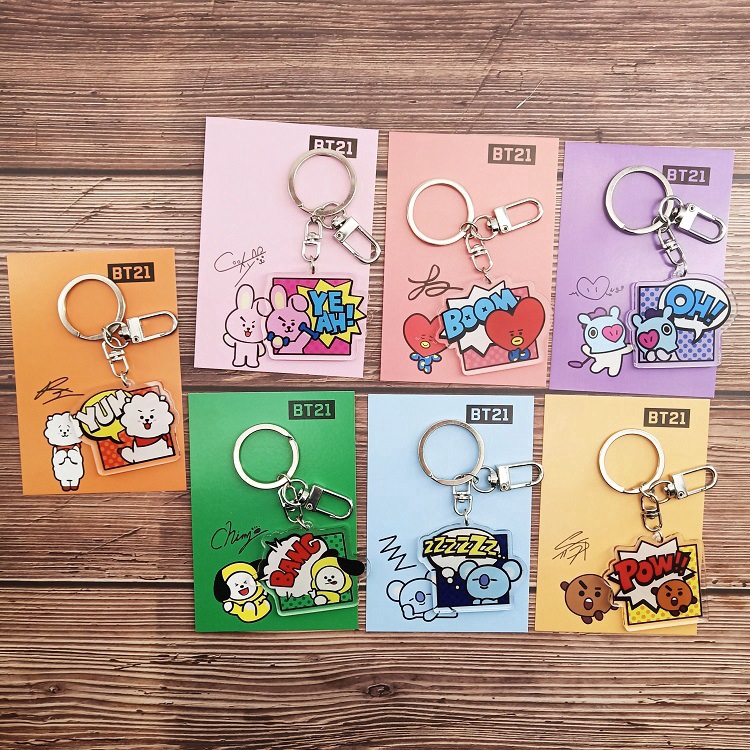 Móc khóa Cute BTS BT21 Keychain Cartoon Gantungan kunci KPOP TATA COOKY