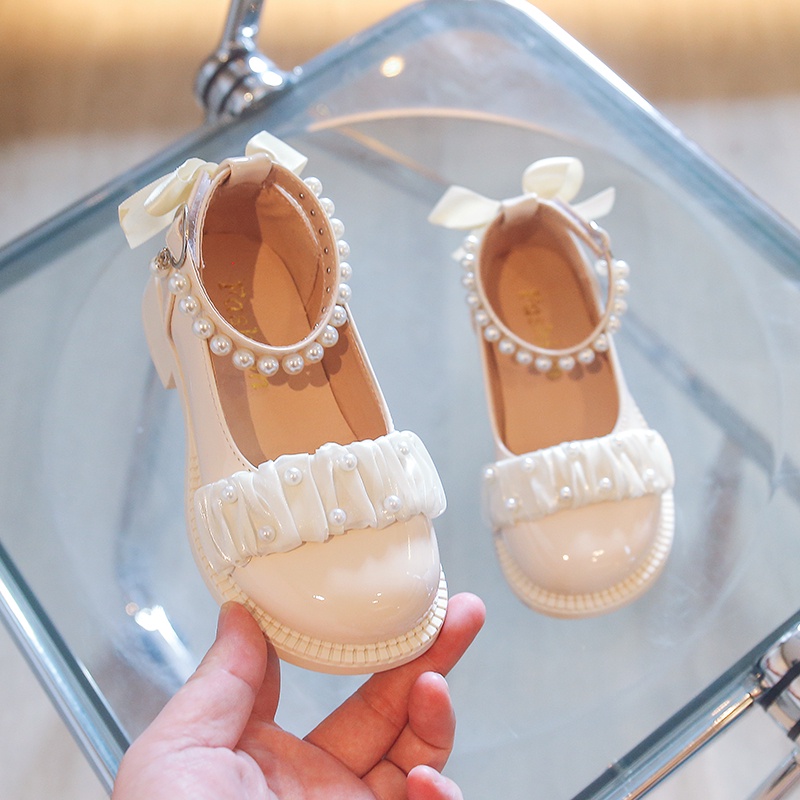 Giày Búp Bê Da Bóng Đế Mềm Đính Nơ Xinh Xắn Cho Bé Gái 3-16 Tuổi