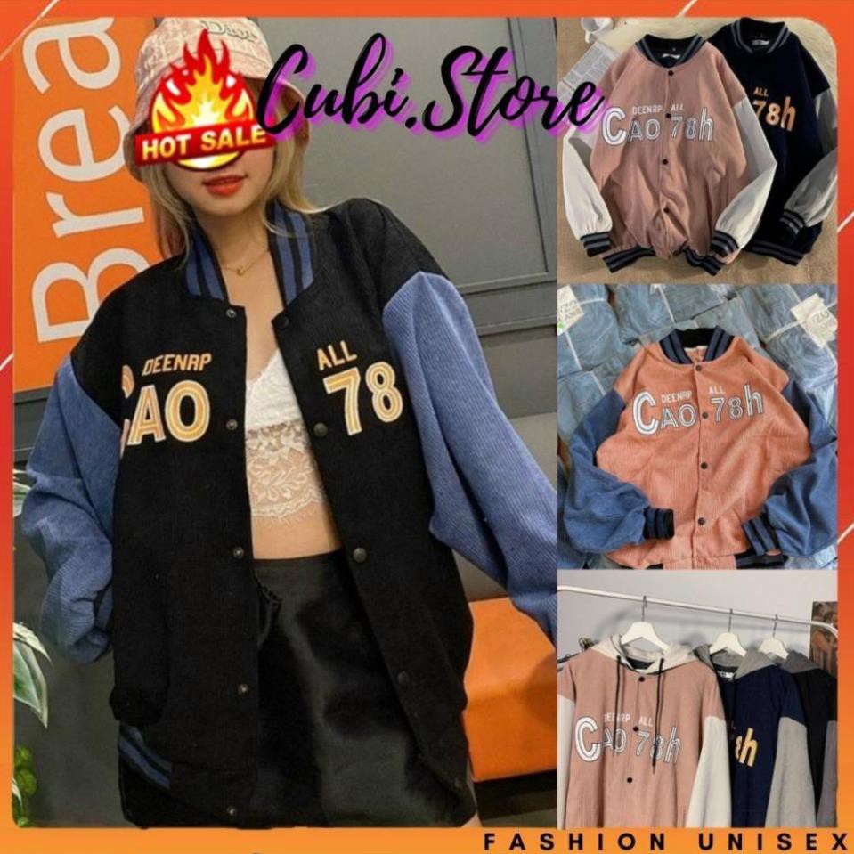 Áo Khoác Kaki Nam Nữ Unisex - Áo Jacket Bomber DEENAP Vải Nhung 3 Màu Siêu Hot - CUBI.STORE