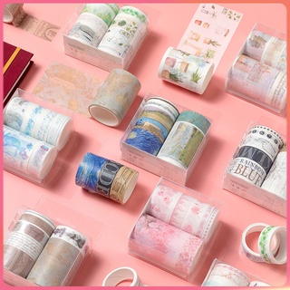 Set 7 cuộn băng dính washi họa tiết hoạt hình kỳ lân trang trí nhật ký diy
