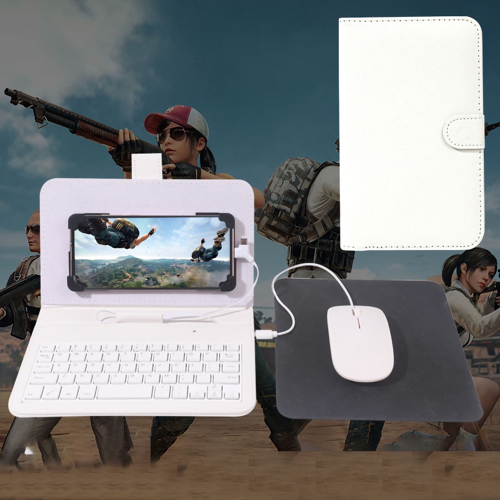 Hàng Sẵn Bao Da Kèm Bàn Phím Có Dây Cho Điện Thoại Di Động/Máy Tính Bảng Android  Hoạt hình dễ thương PVC【Carbon070】