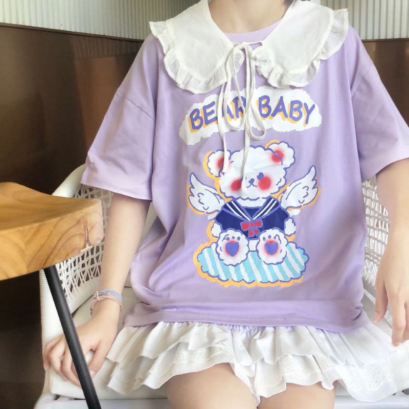 🙃ÁO PHÔNG KÈM CỔ BÈO RỜI PHONG CÁCH LOLITA 🙃Có ảnh thật