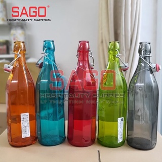 Chai Thủy Tinh Bormioli Rocco Oxford Nắp Cài Kín Hơi 1000ml | Tùy Chọn Màu , Nhập Khẩu Italia