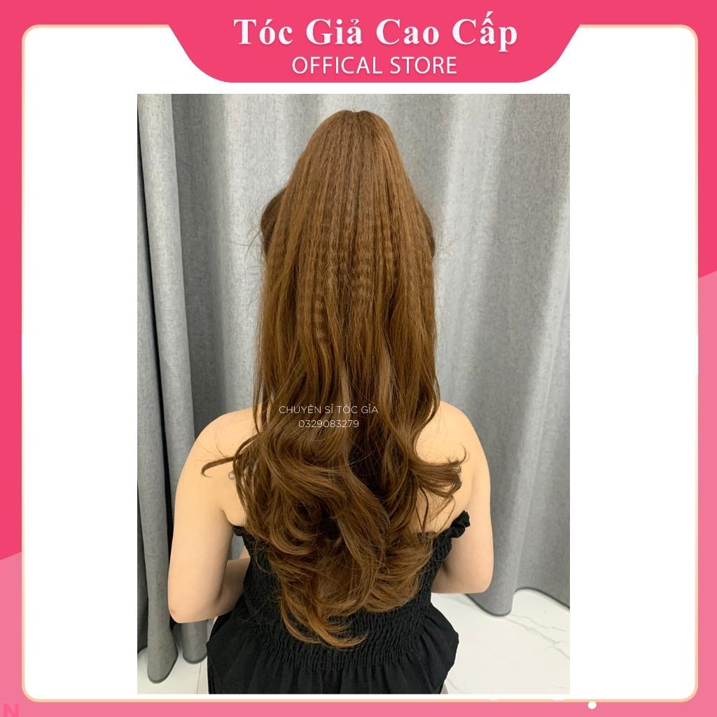 Tóc giả ngoặm xoăn dài bấm phồng, dài mã N44, sợi tơ cao cấp