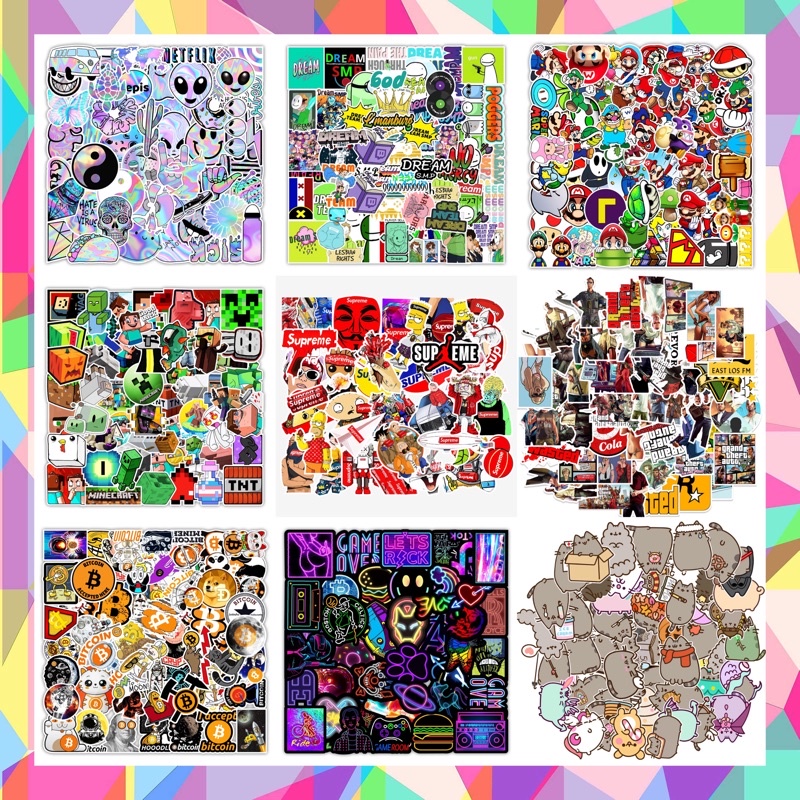 10 Miếng Sticker Dán Mũ Bảo Hiểm, Vali, Điện Thoại Chất Liệu Chống Thấm Nước