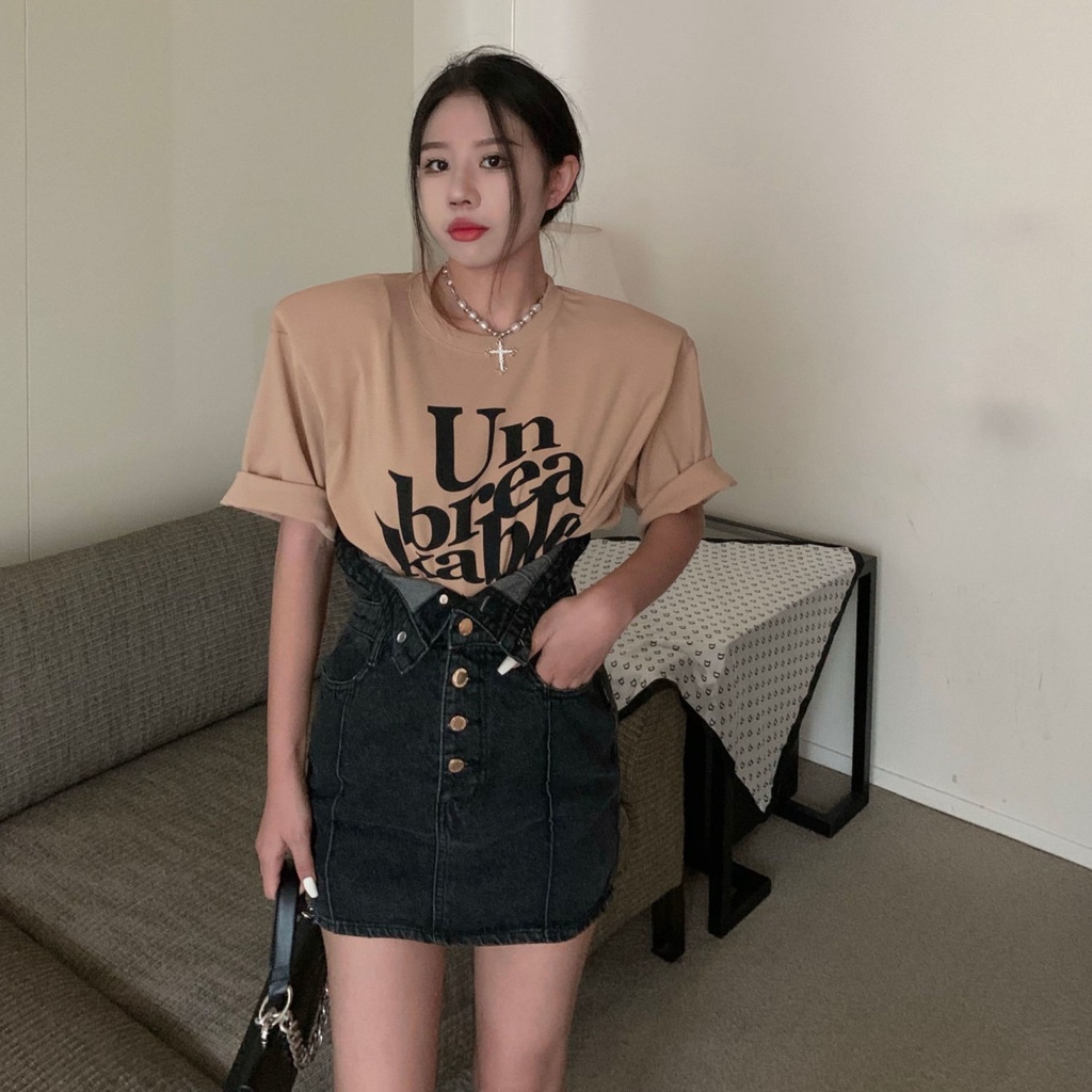 Jiashucheng Chân Váy Jean Ngắn Lưng Cao Dáng Ôm Phong Cách Retro Thời Trang Mùa Hè Cho Nữ