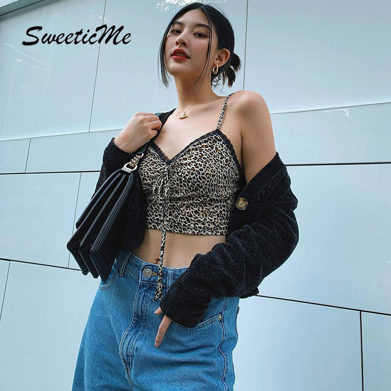 Áo hai dây hở lưng cổ chữ V in họa tiết da báo phong cách 2021 quyến rũ dành cho nữ | BigBuy360 - bigbuy360.vn