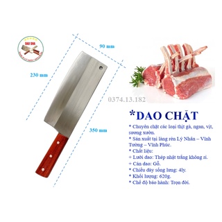 Dao chặt xương bằng thép Nhật trắng không gỉ - Chuôi gỗ - thương hiệu làng rèn Lý Nhân