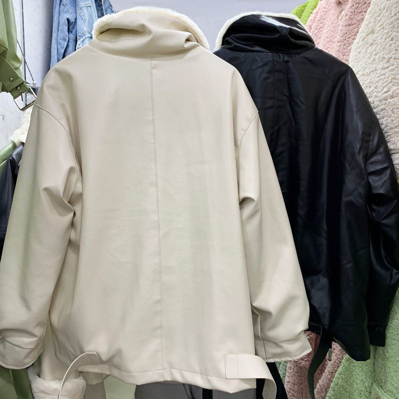 Áo Khoác Lót Lông Cừu Dáng Rộng Thời Trang Mùa Đông Hàn Quốc Plus Size Dành Cho Nữ Dưới 200Kg