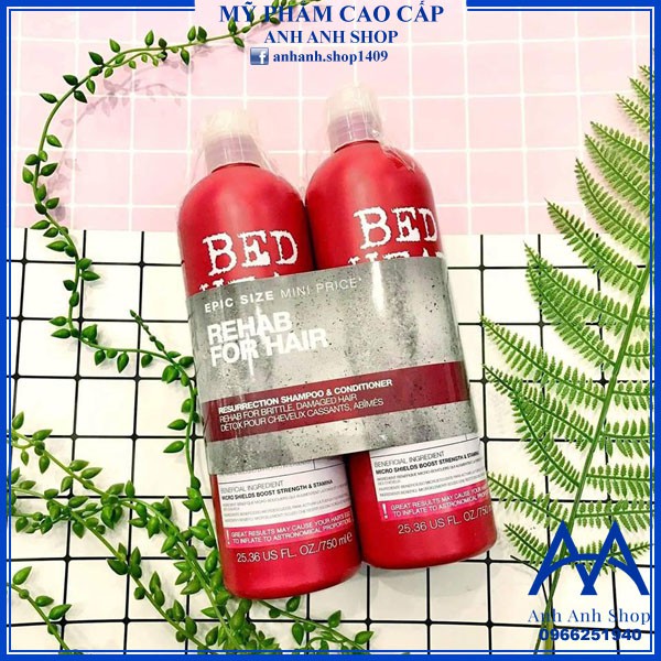 Bộ gội xả TIGI Haircare Bed Head Rehab for Hair Shampoo and Conditioner 750 ml (ĐỎ)