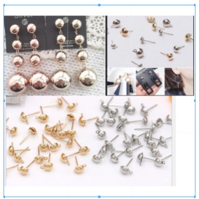 10 chốt hoa tai sát đầu tròn có móc đủ size (gồm đuôi) - nguyên liệu làm hoa tai