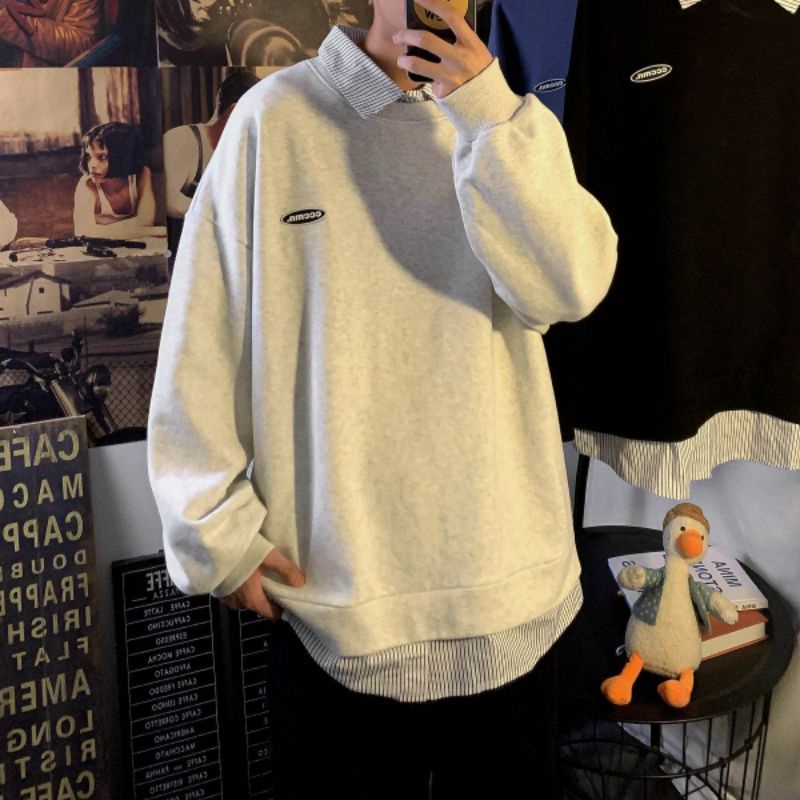 Áo Sweater Hai Lớp Cổ Sơ Mi