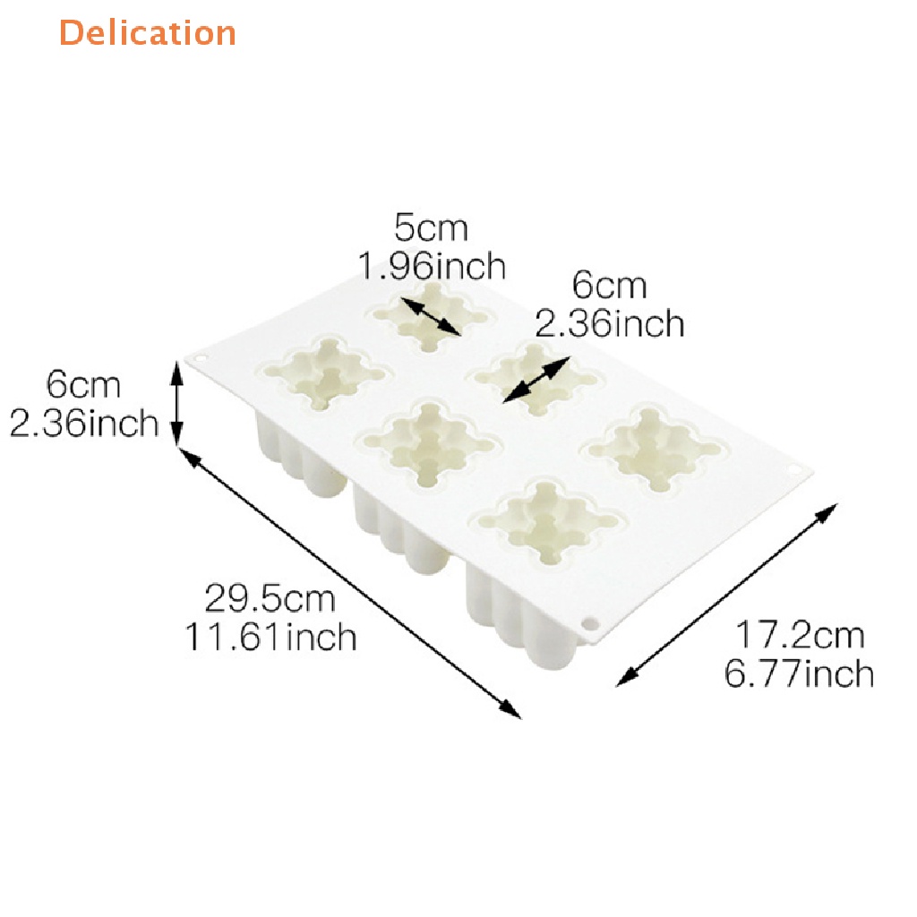Khuôn Silicone Làm Bánh Mousse 6 Ngăn Tạo Hình Khối Rubik 3D DIY