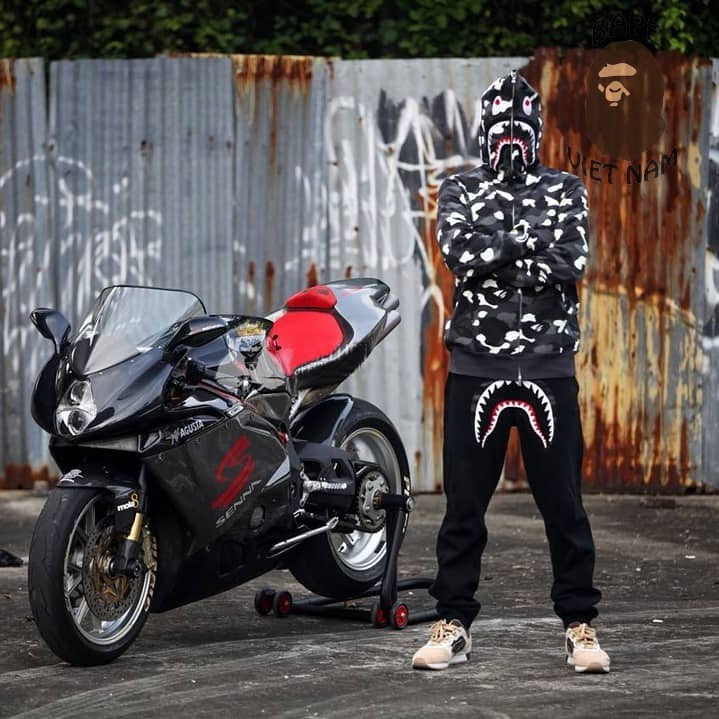 Jacket Bape Shark fullzip Camo Black, Camo White Phát quang trong tối , Áo Hoodie Bape Cá Ngáo