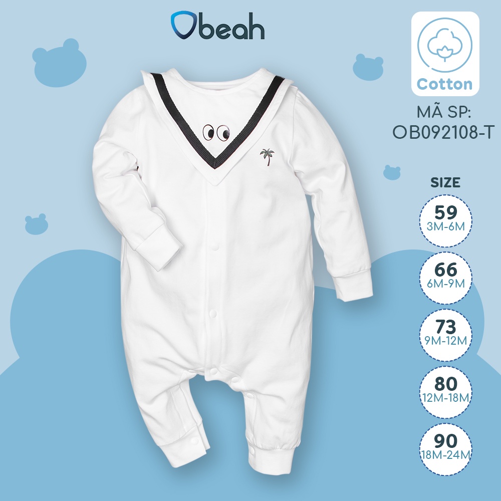 Bộ body cho bé sơ sinh kèm yếm Obeah, quần áo liền thân cotton co giãn 4 chiều quà tặng cho bé từ 0 đến 24 tháng