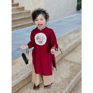 Áo dài elsa cho bé gái chất lụa lỳ mềm mại kèm chân váy