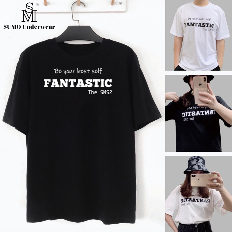 Áo thun nam nữ unisex tay lỡ,cotton cao cấp co dãn 4 chiều, dáng form rộng, hàng thiết kế in chữ FANTASTIC.
