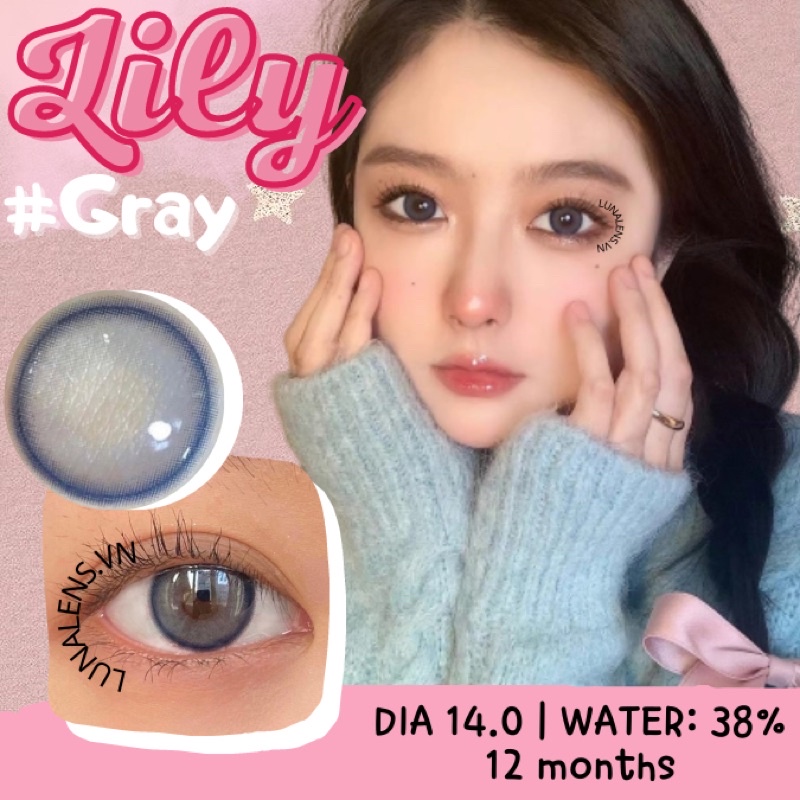 MỘT ĐÔI KÍNH ÁP TRÒNG MÀU XÁM XANH LILY GRAY LENS CÓ ĐỘ CẬN SIÊU ÊM SIÊU MỀM NỘI ĐỊA TRUNG QUỐC